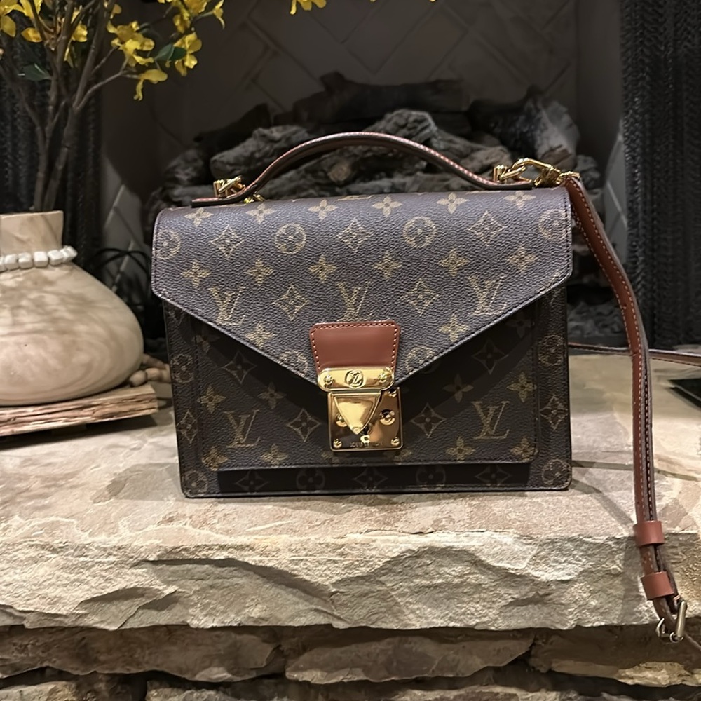 Louis Vuitton Monogram Canvas Top Handle Bag in Brown and Gold - Picture 6 of 15